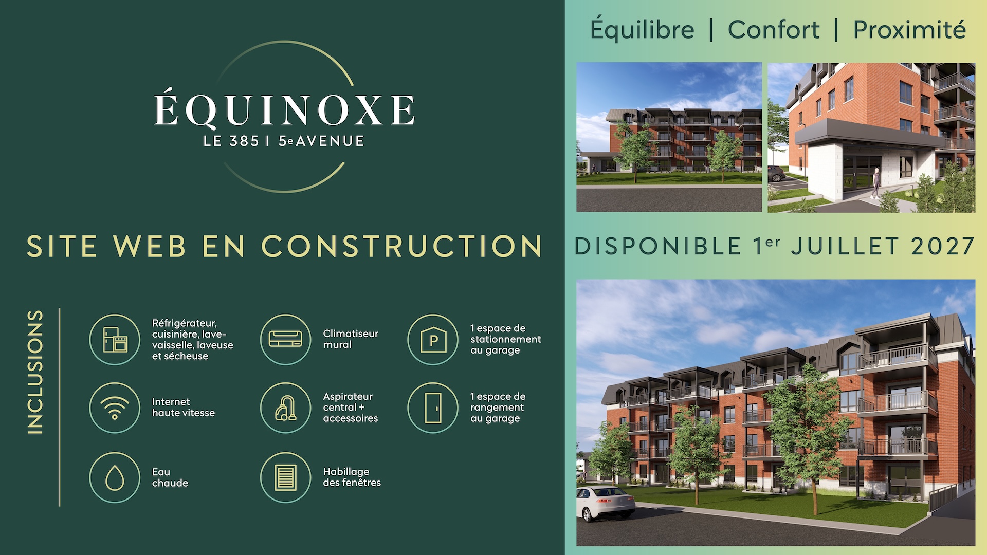 Équinoxe, Le 385 5e Avenue à Iberville, Saint-Jean-sur-Richelieu — site web en construction